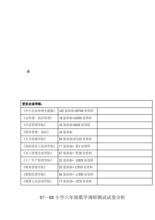 小学六年级数学调研测试试卷分析(doc 10页)