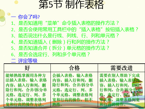 第5节制作表格评价量规-完整PPT课件