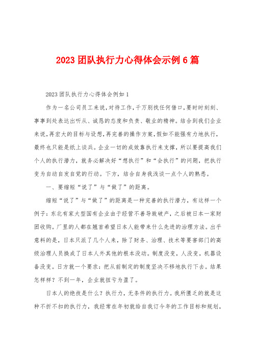 2023年团队执行力心得体会示例6篇