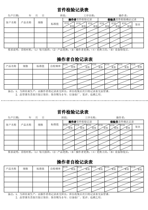 首件检验记录表