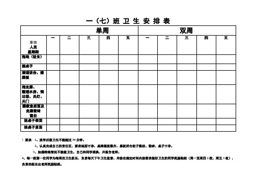 班级卫生安排表安排(空)