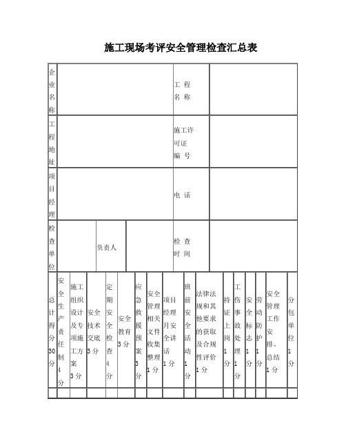 安全文明施工考评表