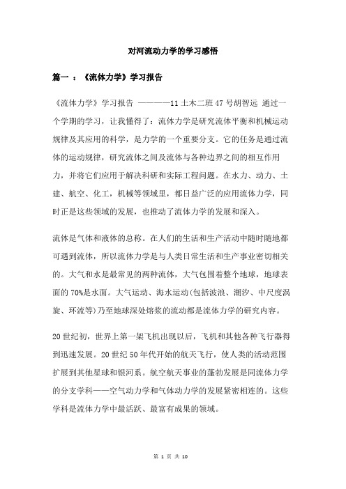 对河流动力学的学习感悟