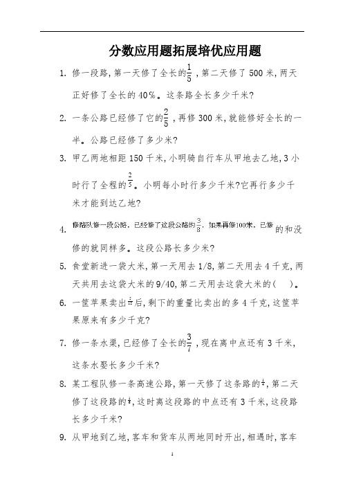 16分数应用题拓展培优应用题 (10)