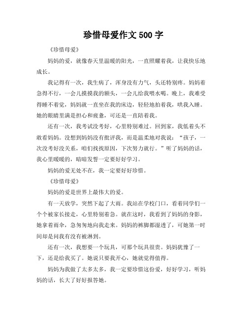 珍惜母爱作文500字