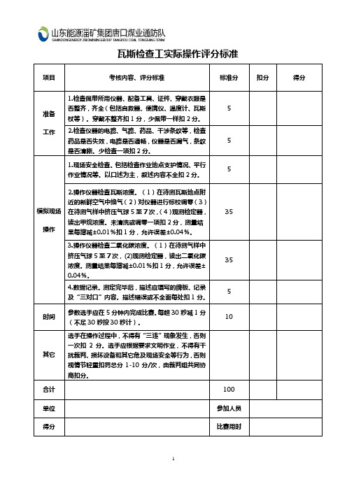 岗位练兵各工种考核表