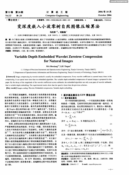 变深度嵌入小波零树自然图像压缩算法