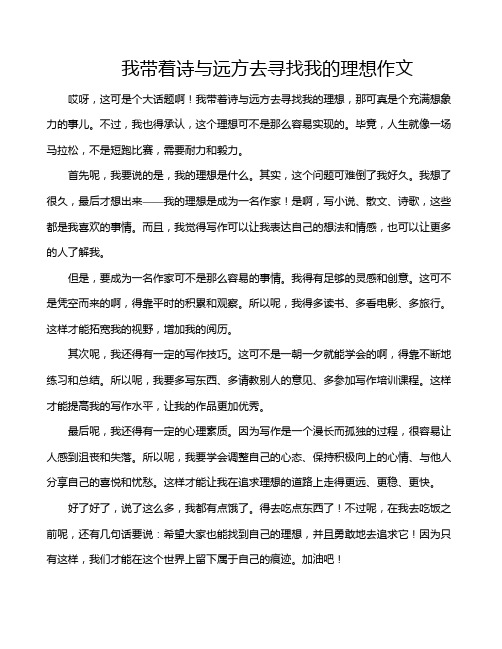 我带着诗与远方去寻找我的理想作文