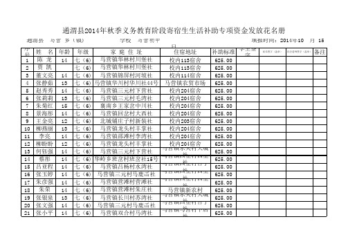 七六生活补助发放花名册