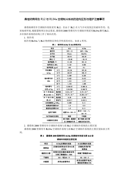 桑塔纳乘用车R12与R134a空调制冷系统的结构区别与维护注意事项