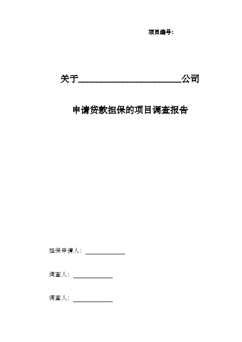 担保公司申请贷款担保的项目调查报告