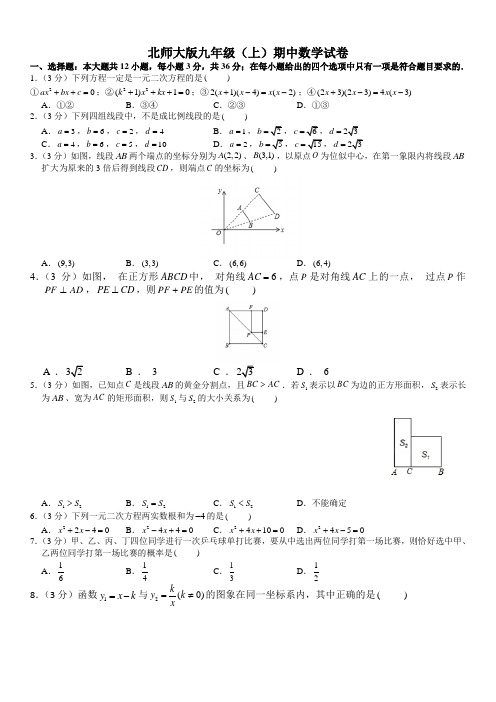 北师大版九年级(上)期中数学试卷(含答案)