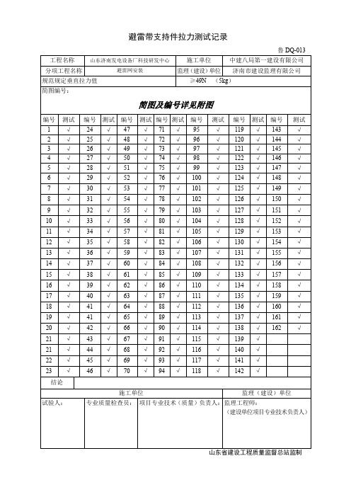 避雷带支持件拉力测试记录1