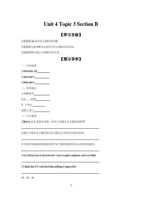 Unit 4 Amazing Science Topic 3 Section B 学案(含答案) 初