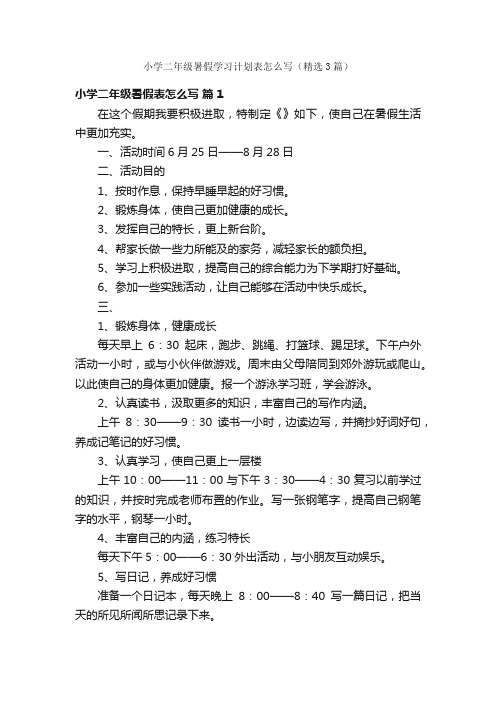 小学二年级暑假学习计划表怎么写（精选3篇）