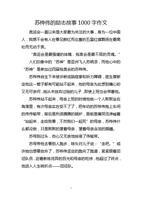 苏桦伟的励志故事300字作文