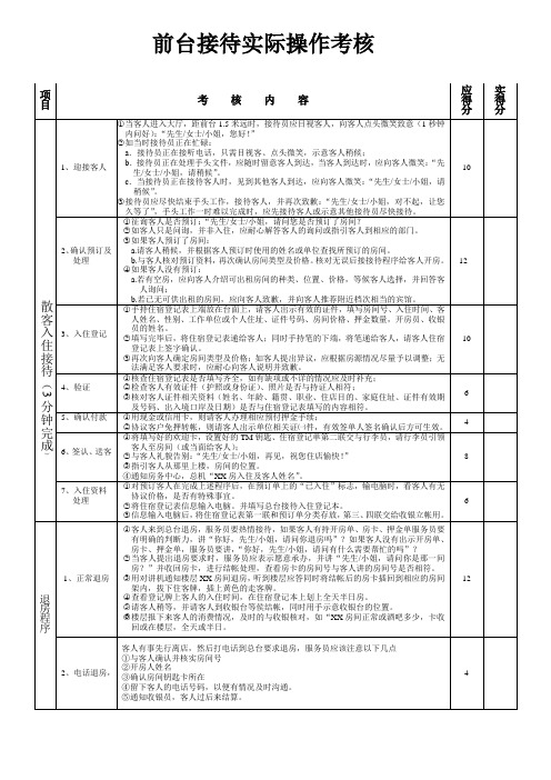 前台接待考核表格