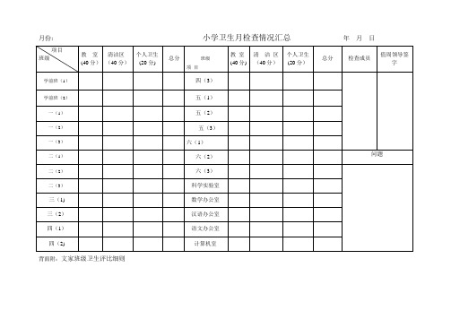 卫生检查汇总表