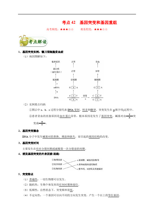 高中生物高考考点42 基因突变和基因重组-备战2022年高考生物考点一遍过