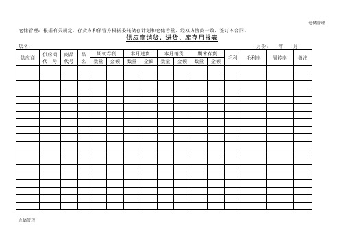 供应商销货、进货、库存月报表