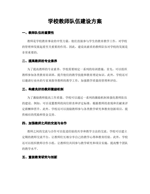 学校教师队伍建设方案