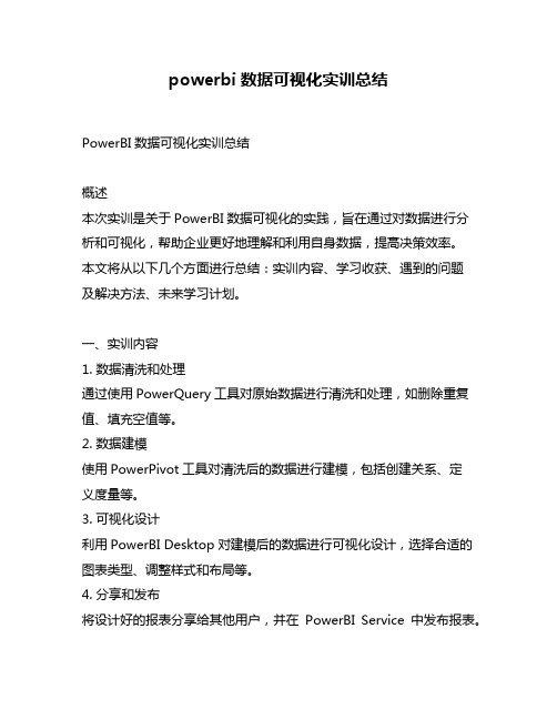 powerbi数据可视化实训总结