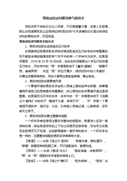 男孩诗经诗句取名帅气的名字