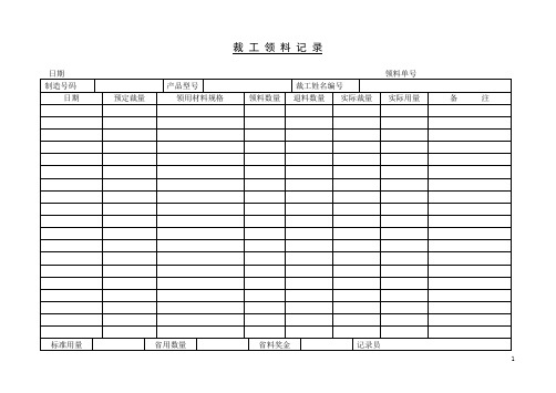 裁工领料记录