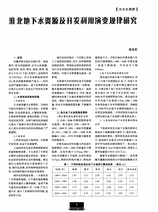 淮北地下水资源及开发利用演变规律研究