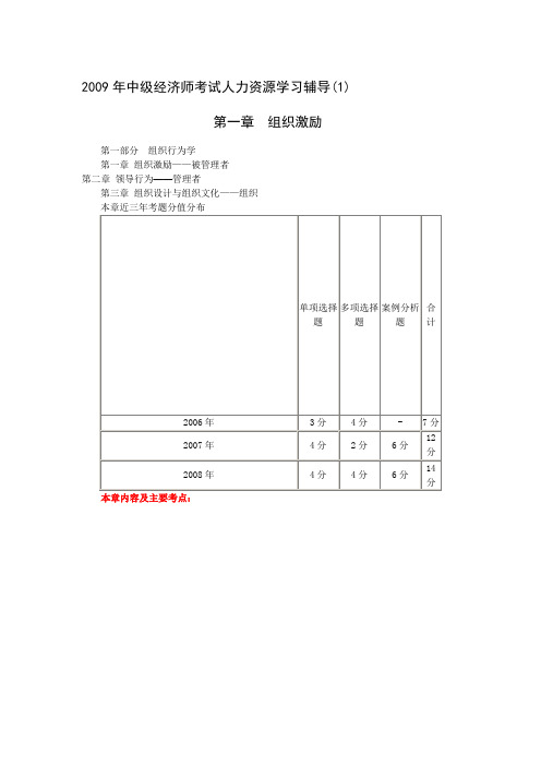 2009年中级经济师考试人力资源学习辅导(1)