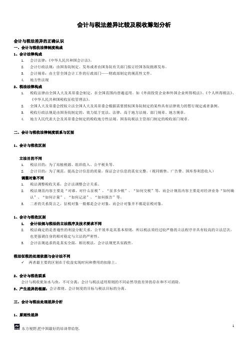 会计与税法差异比较及税收筹划分析