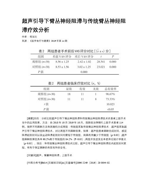 超声引导下臂丛神经阻滞与传统臂丛神经阻滞疗效分析