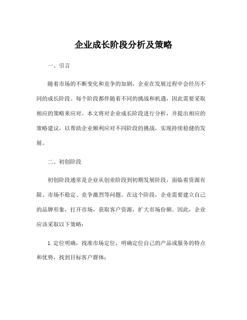 企业成长阶段分析及策略