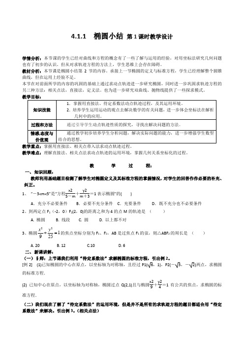 人教A版高中数学选修1-1《二章 圆锥曲线与方程  小结》优质课教案_6