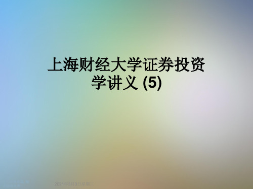 上海财经大学证券投资学讲义 (5)