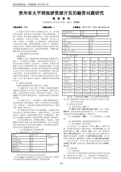 贵州省太平洞旅游资源开发的融资问题