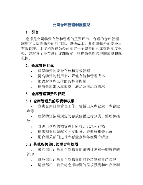 公司仓库管理制度框架