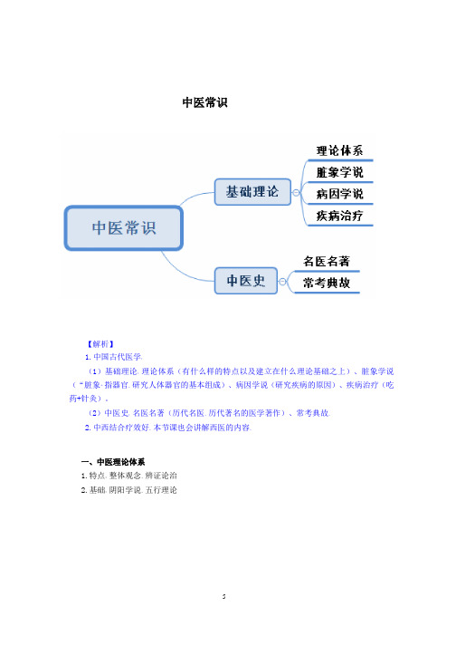 国考之中医常识总结和解析