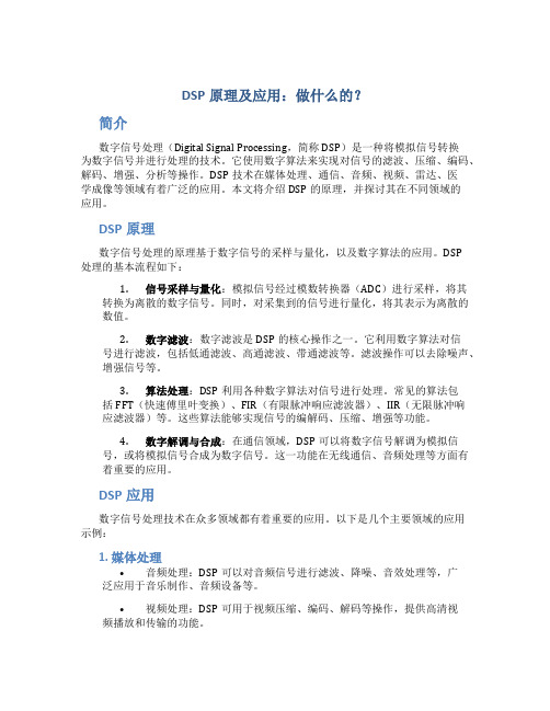 dsp原理及应用做什么的