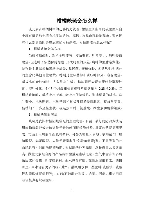 柑橘缺硫会怎么样