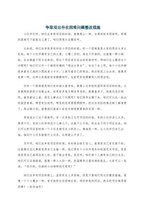 争取项目存在困难问题整改措施