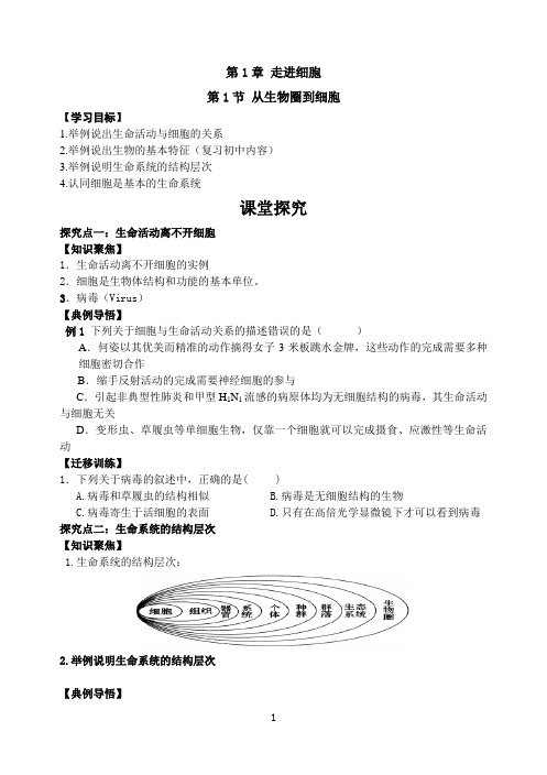 第1章 走进细胞  导学案(1)