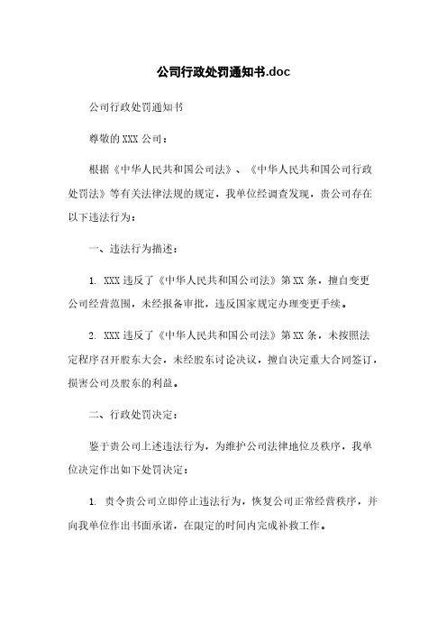 公司行政处罚通知书.doc