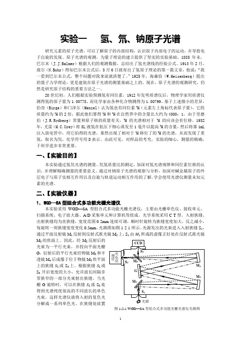 实验用：氢、钠原子光谱实验