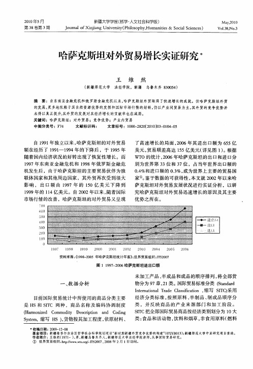 哈萨克斯坦对外贸易增长实证研究