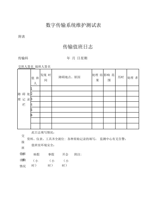 传输设备巡检及记录表