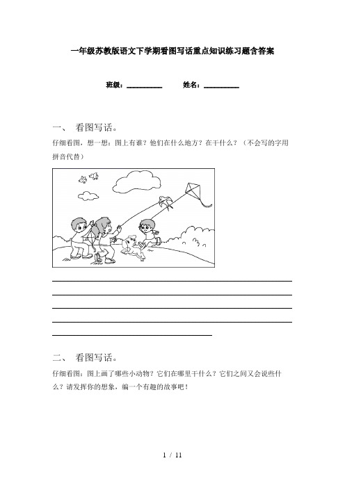 一年级苏教版语文下学期看图写话重点知识练习题含答案