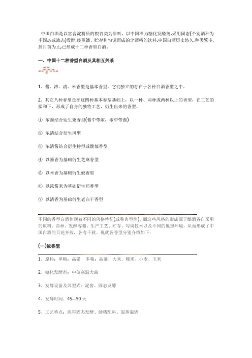 12种香型白酒特点及工艺