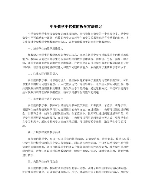 中学数学中代数的教学方法探讨