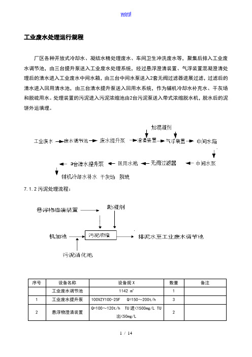 工业废水处理运行规程